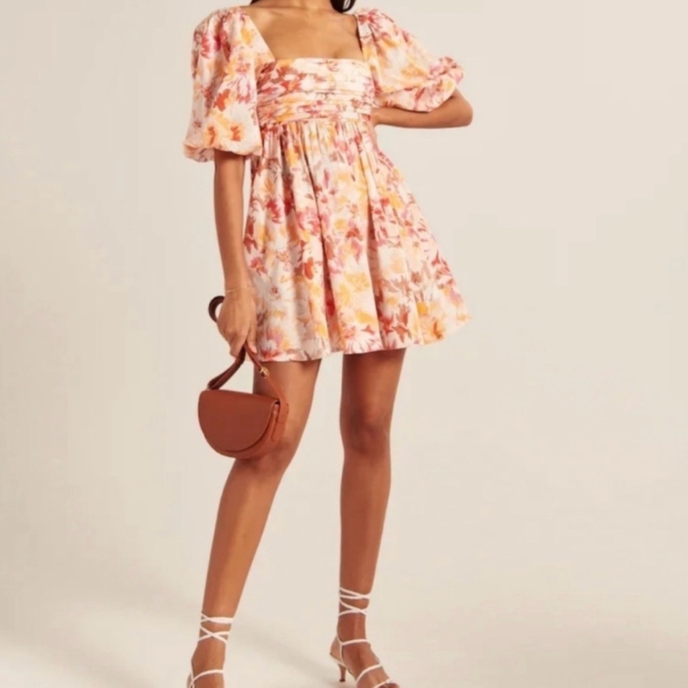 Abercrombie & Fitch Floral Mini Dress with Puff Sleeves